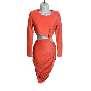 Oh Polly Orange Cut-Out Dress